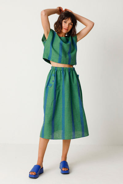 Dina Skirt - Green Stripes