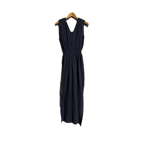 V-neck Greek Goddess Dress - Navy Blue