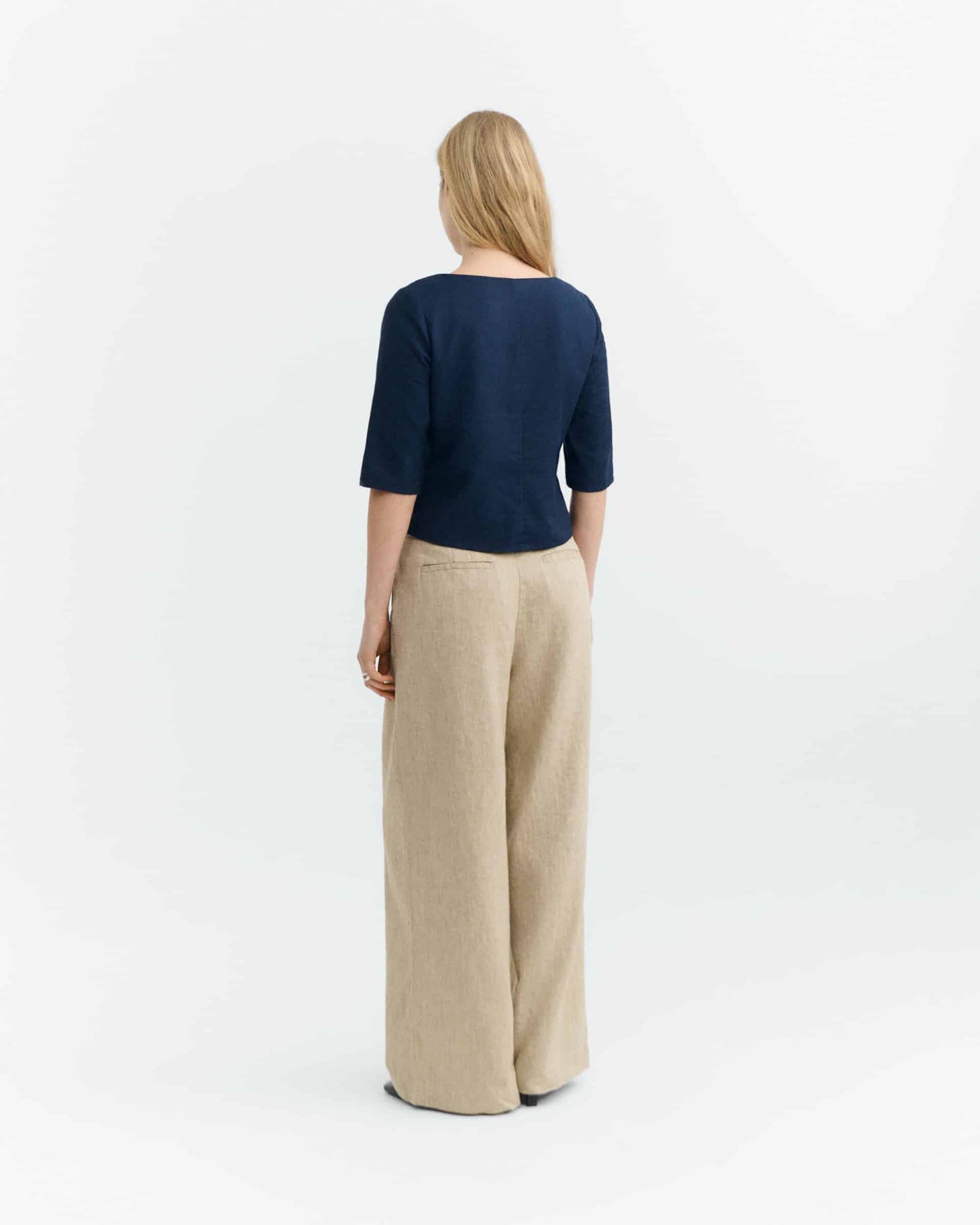 Elara Blouse - Navy Hemp