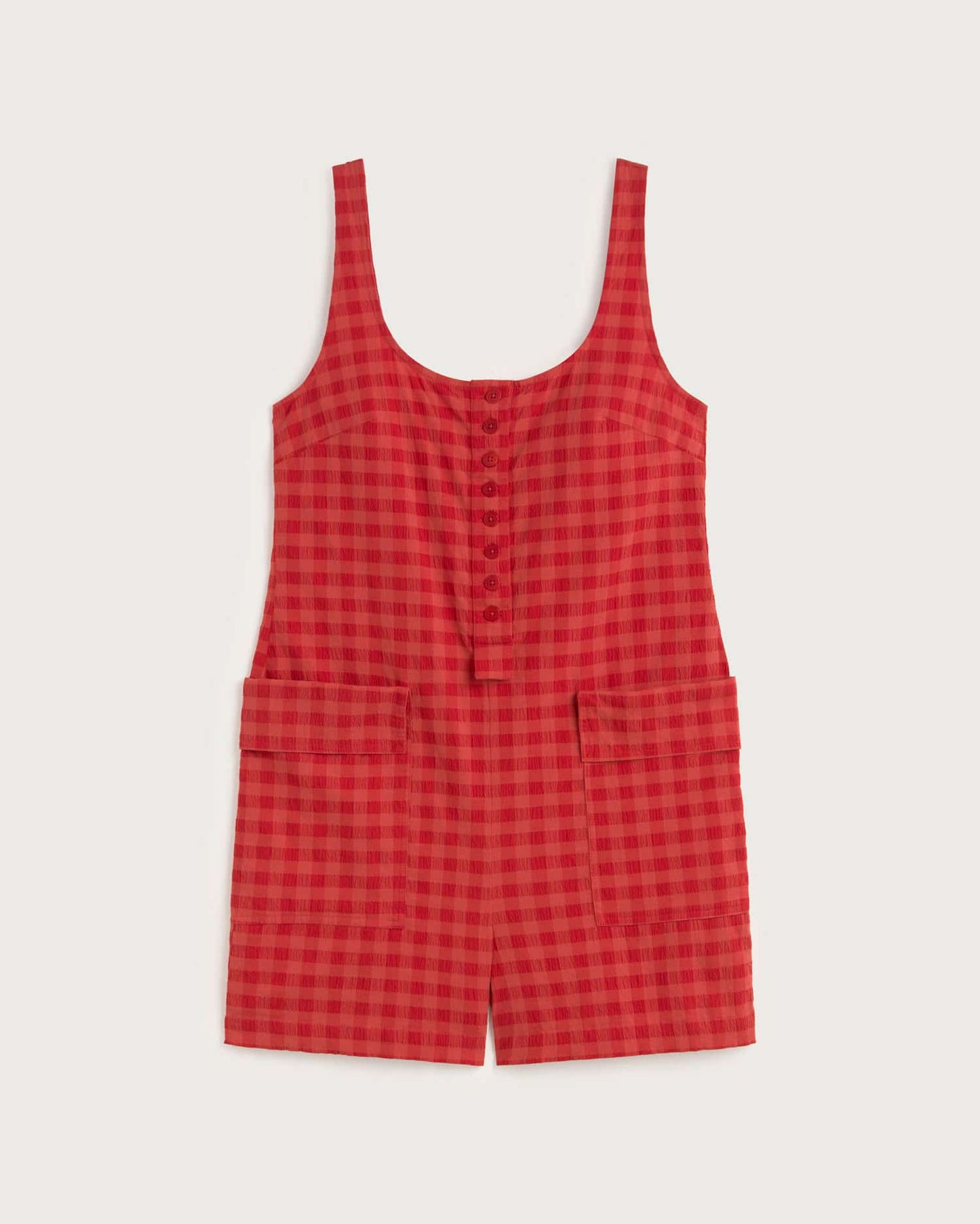 Maud Seersucker Jumpsuit - Red Checks