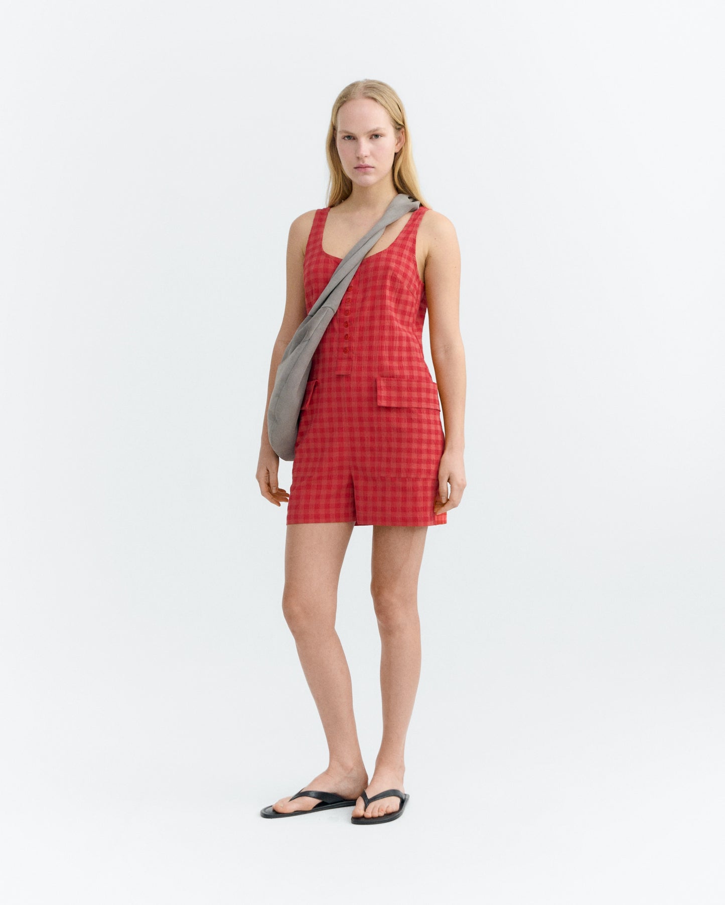 Maud Seersucker Jumpsuit - Red Checks