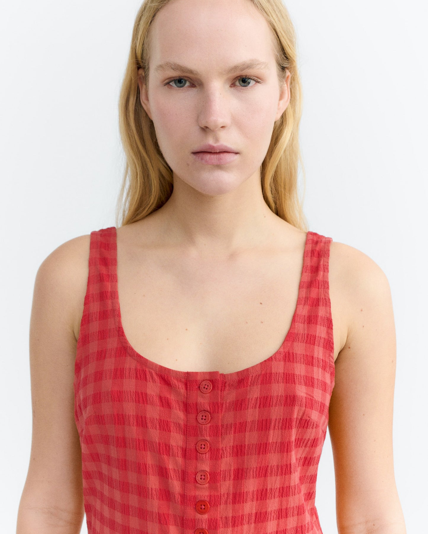 Maud Seersucker Jumpsuit - Red Checks