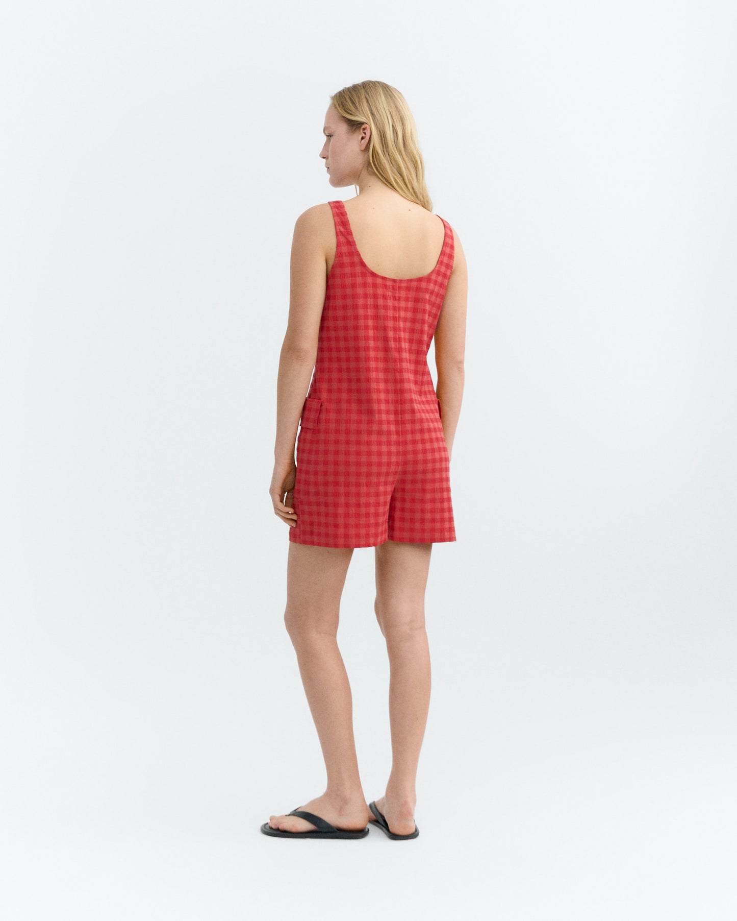 Maud Seersucker Jumpsuit - Red Checks