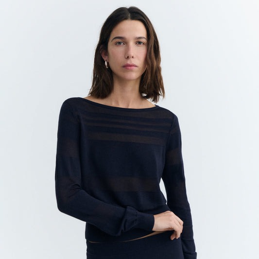 Raven Knitted Sweater - Navy