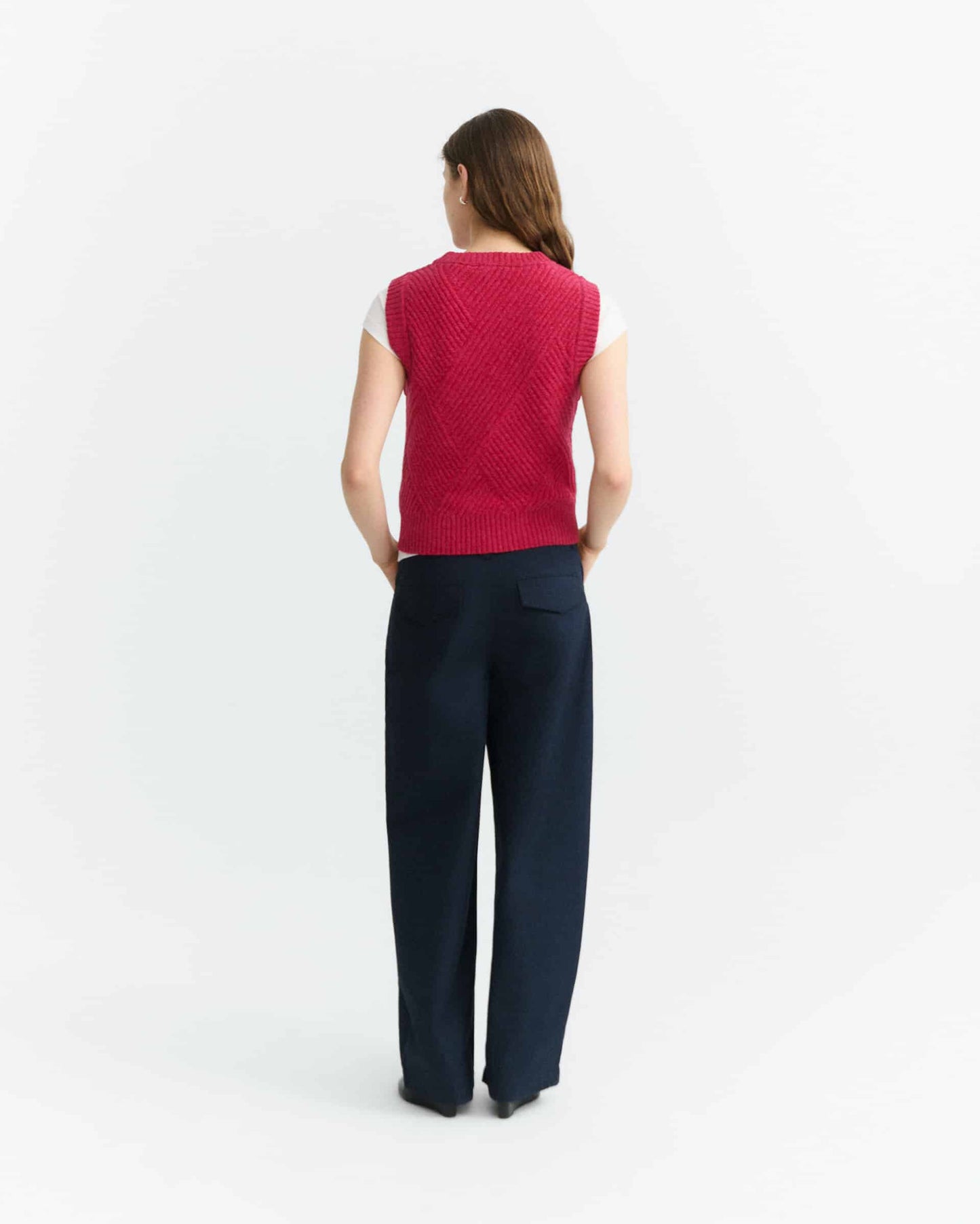 Kaia Knitted Vest - Red/Pink Melange
