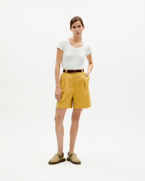 Crinkled Lia Shorts - Yellow