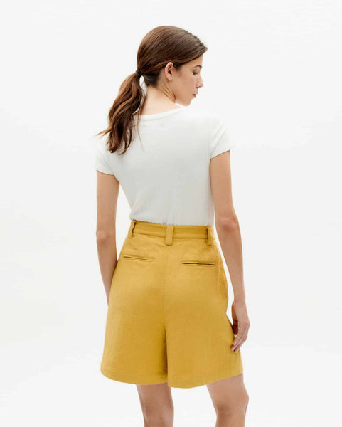 Crinkled Lia Shorts - Yellow