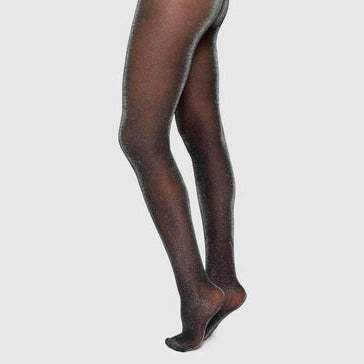 LAST PAIR in S - Tora Shimmery Tights 20 Denier - Black/Silver