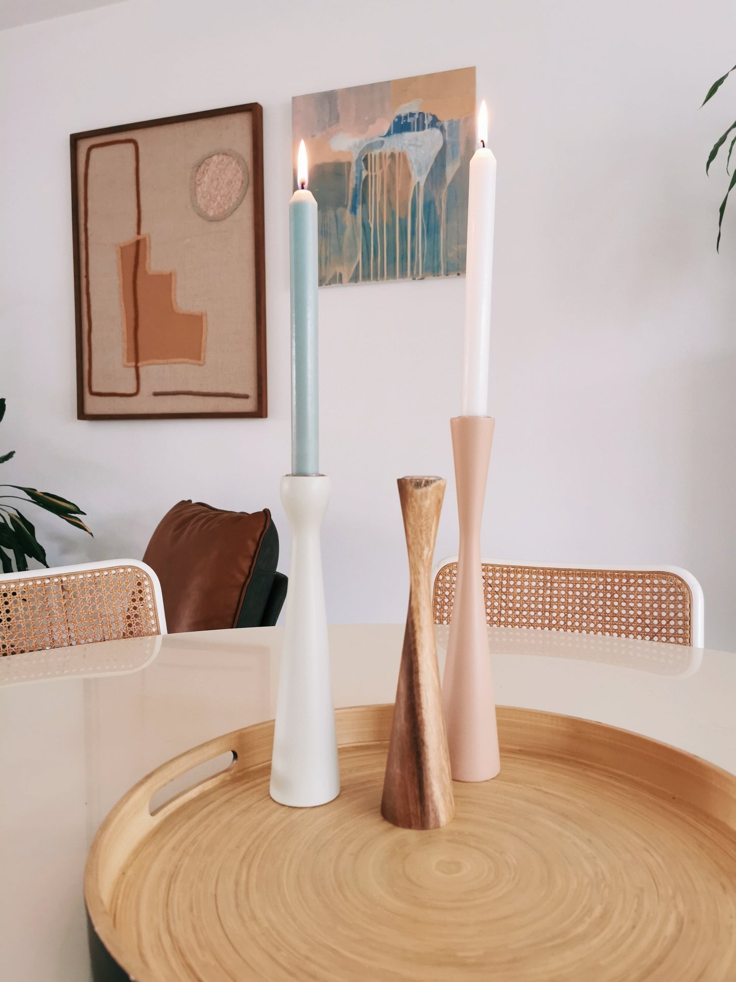 Kinta Candle Holder Wood / Sandglass - Mint