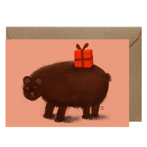 Greeting Card - Bear Bearing Gift