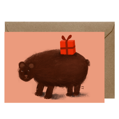Greeting Card - Bear Bearing Gift