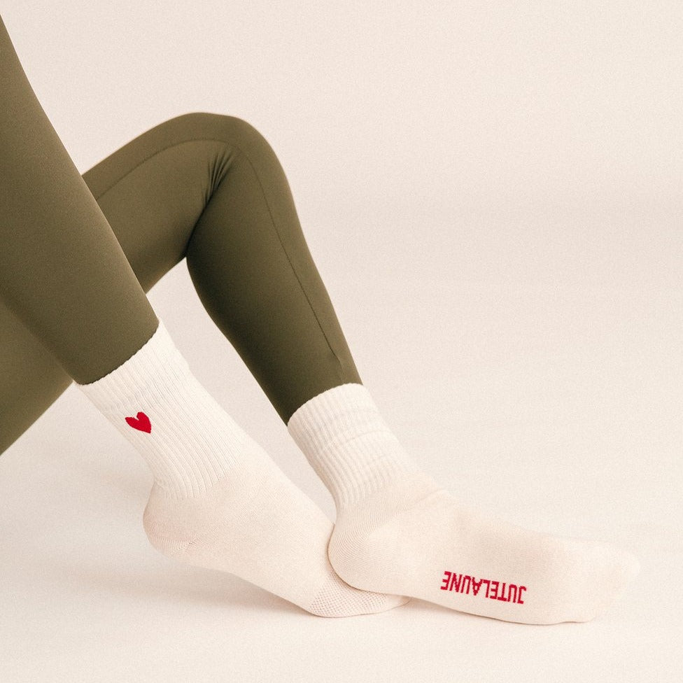Jutelaune Heart Socks - White/Red