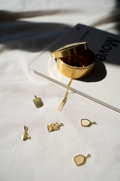 Flawed Modern Ginko Pendant - Gold