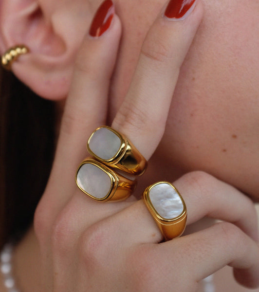T.I.T.S Mother of Pearl Ring - Gold